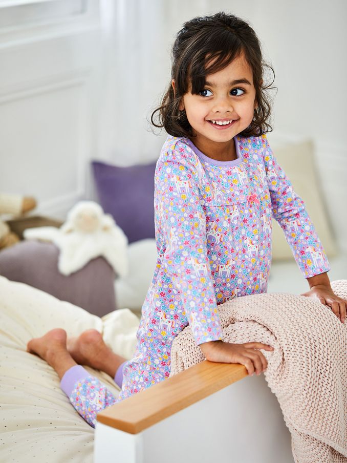 Lilac - Girls' Unicorn Jersey Pyjamas
