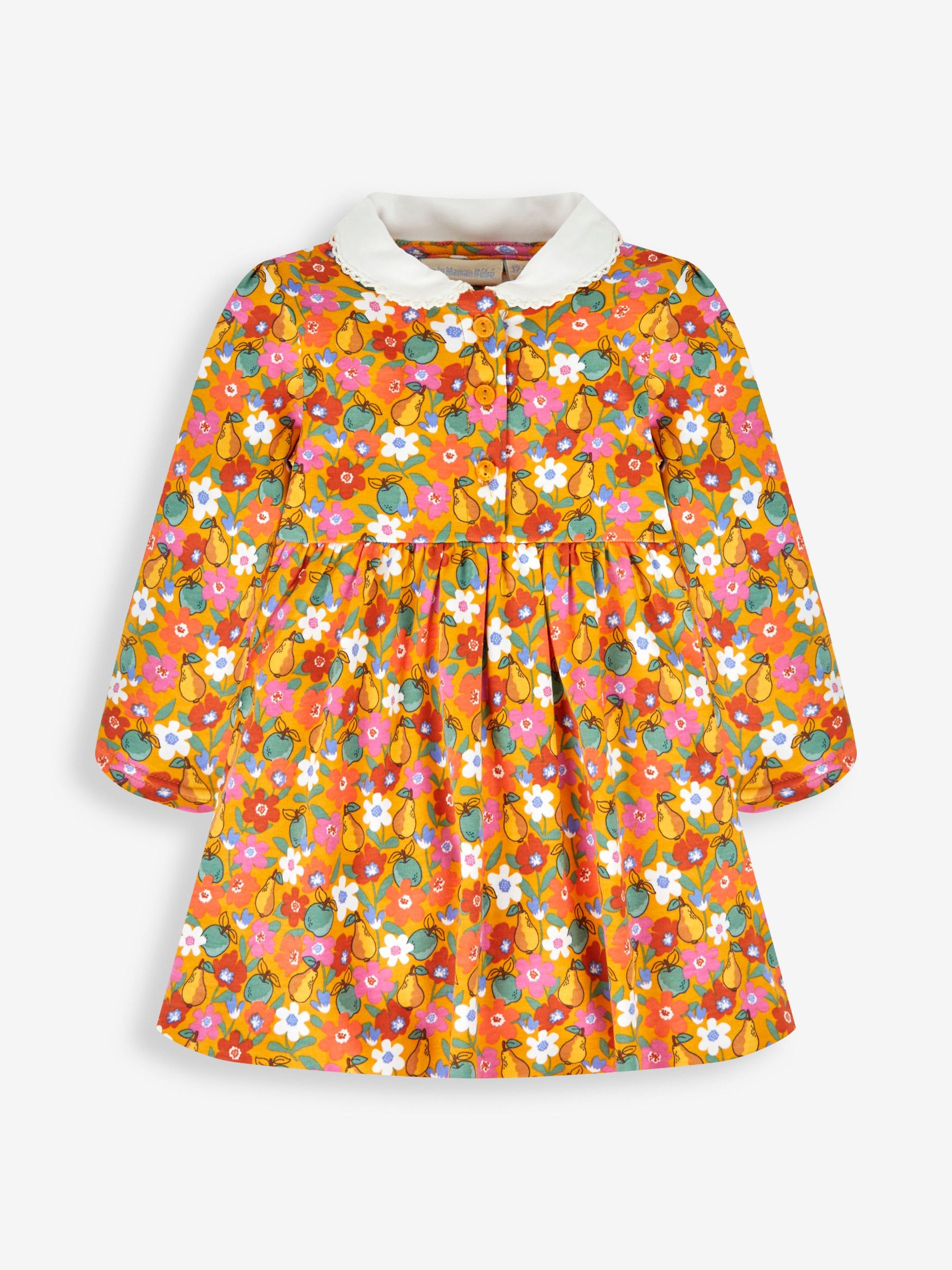 Mustard Yellow Floral - Peter Pan Dress