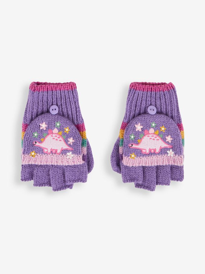 Lilac Girls' Pretty Dinosaur Striped Gloves (532412) | £9