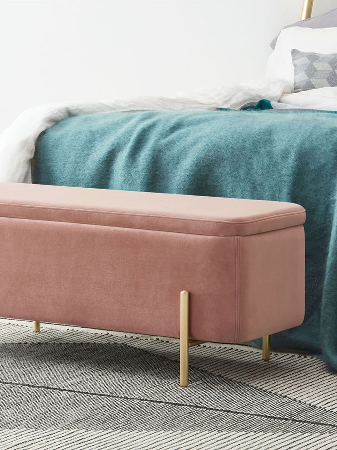 Asare Storage Ottoman Bench in Blush Pink (532592) | £299