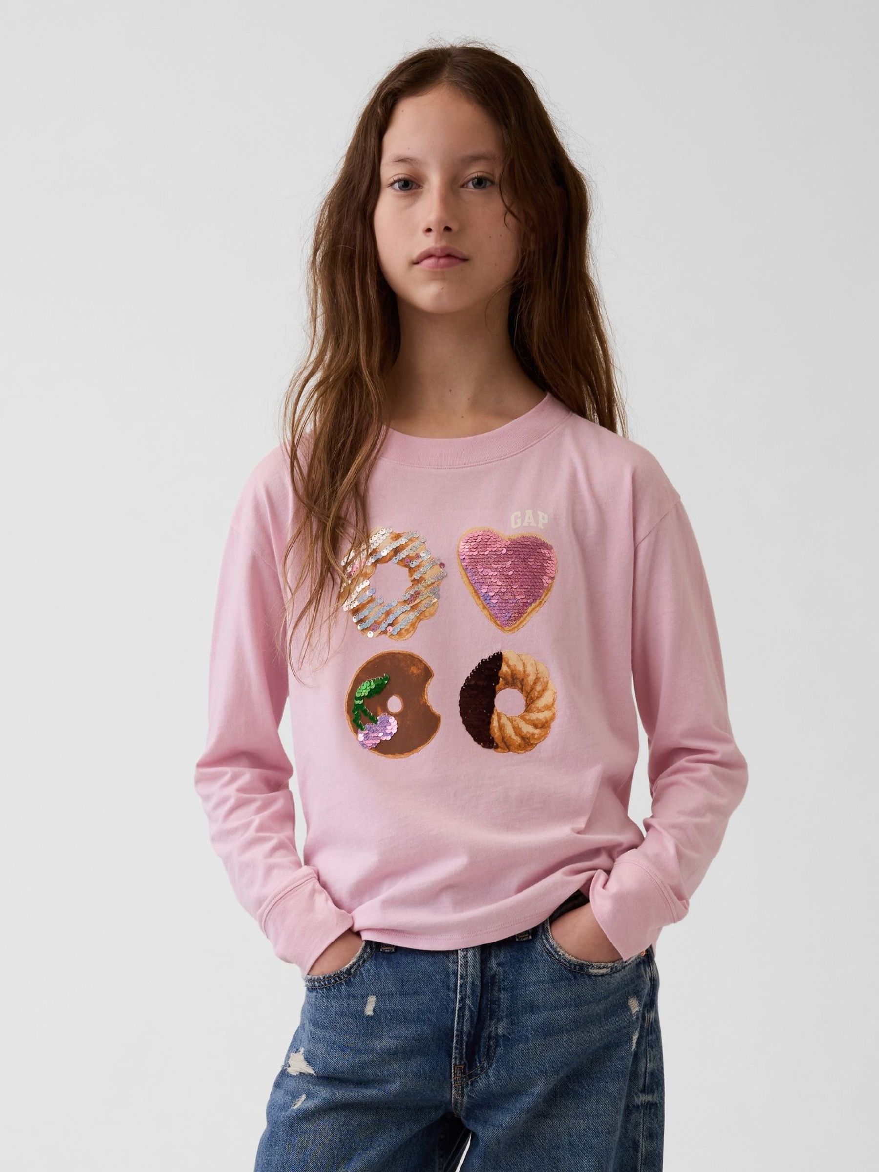 Pink Cookies - Oversized Flip-sequin Graphic T-shirt