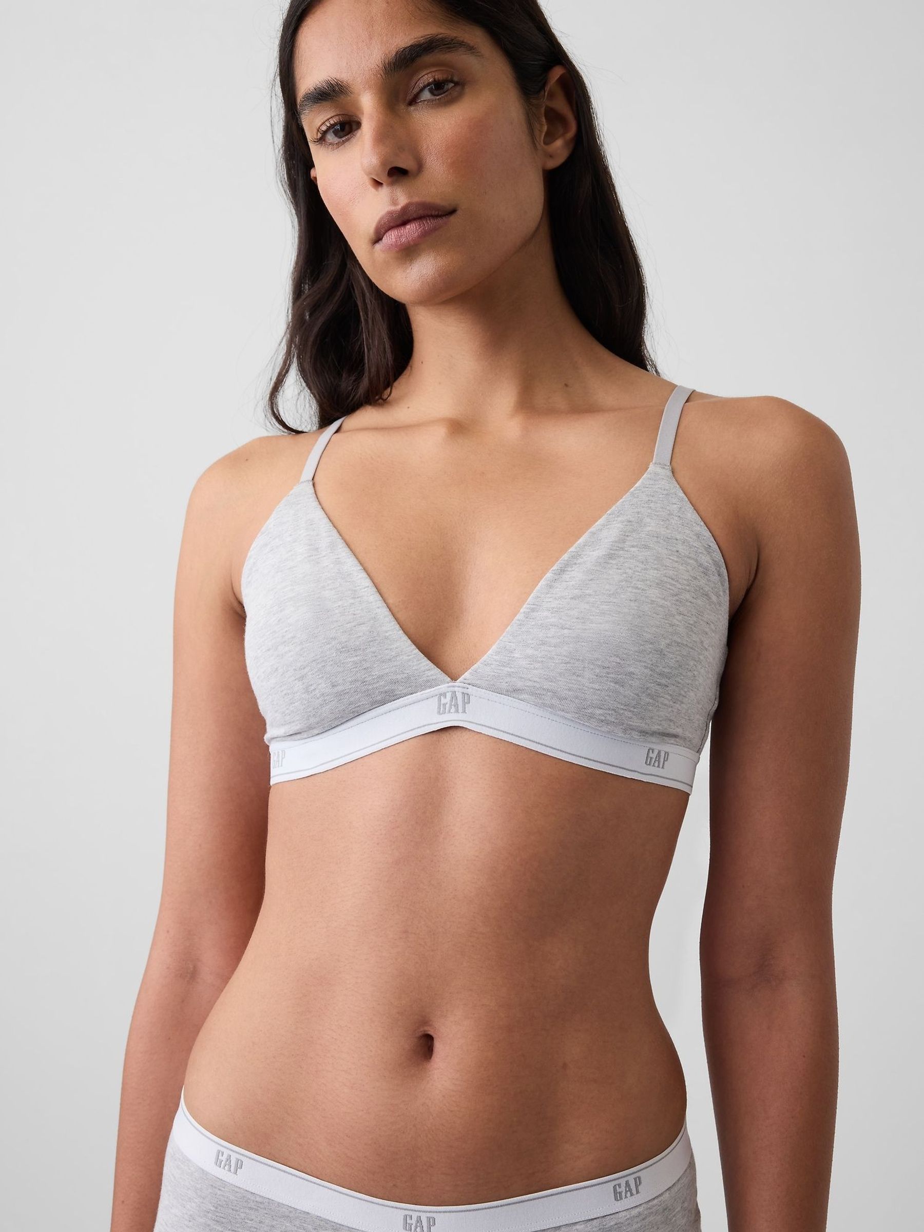 Grey - Softest Stretch Cotton Logo Triangle Bra