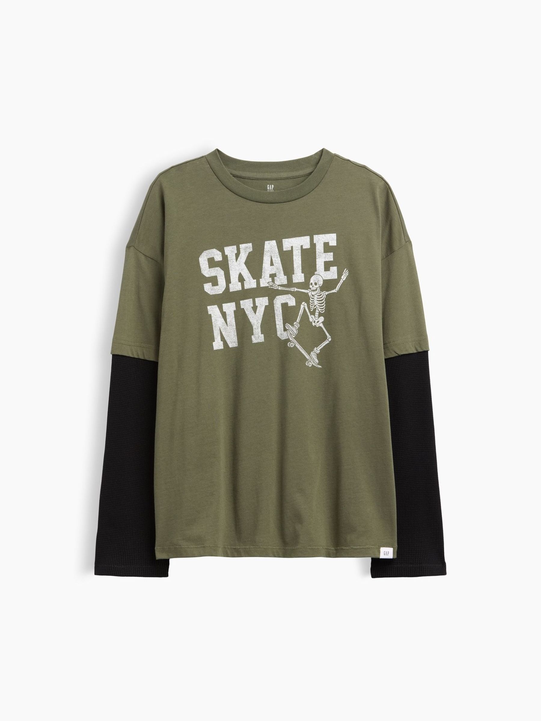 Green/Black - Relaxed Graphic Long Sleeve T-shirt