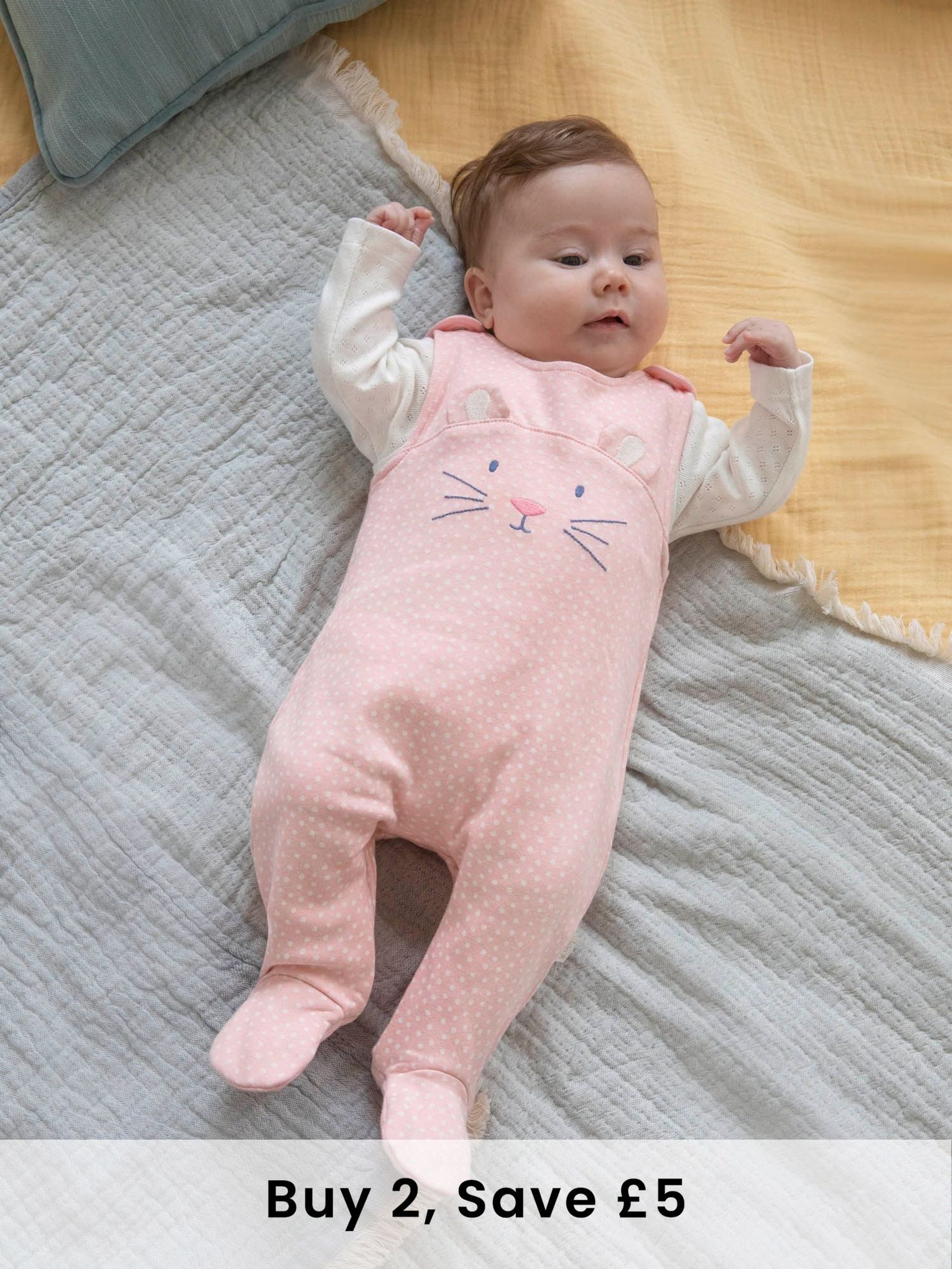 Pink 2-Piece Mouse Dungaree Set (549191) | £28