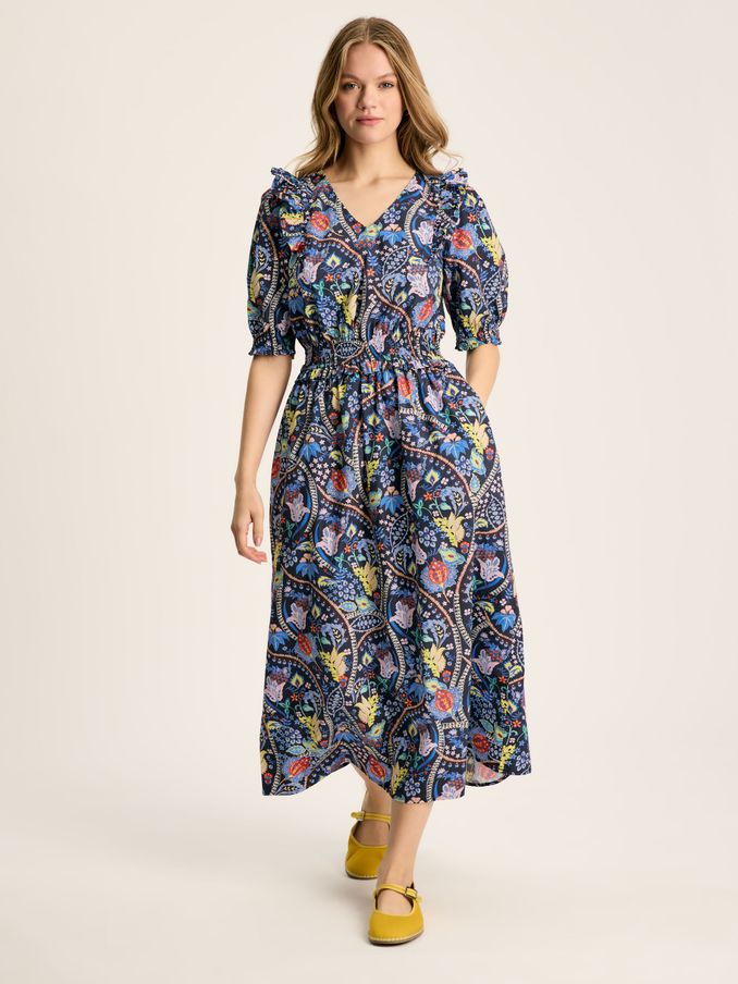Rosalie Blue V-Neck Frill Dress (550804) | £39