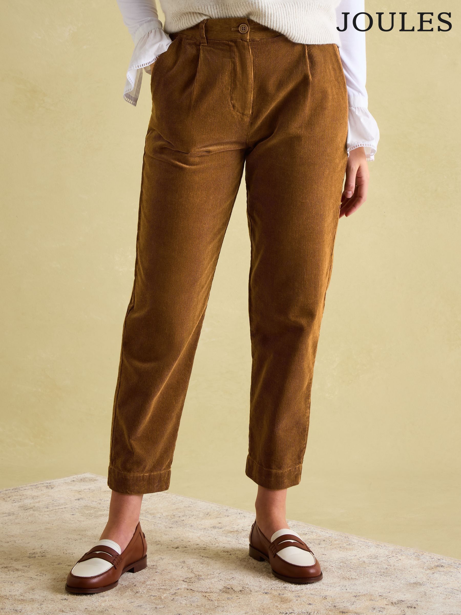 Calla Tan Brown Corduroy Tapered Trousers (552382) | £35