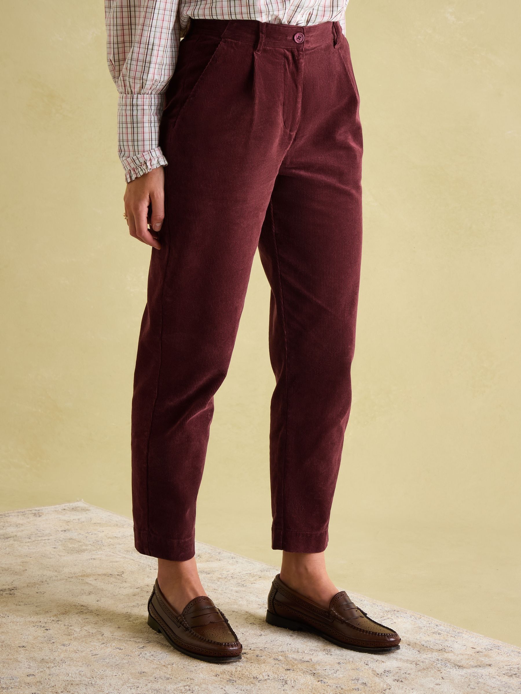 Calla Burgundy Corduroy Tapered Trousers (552425) | £59.95