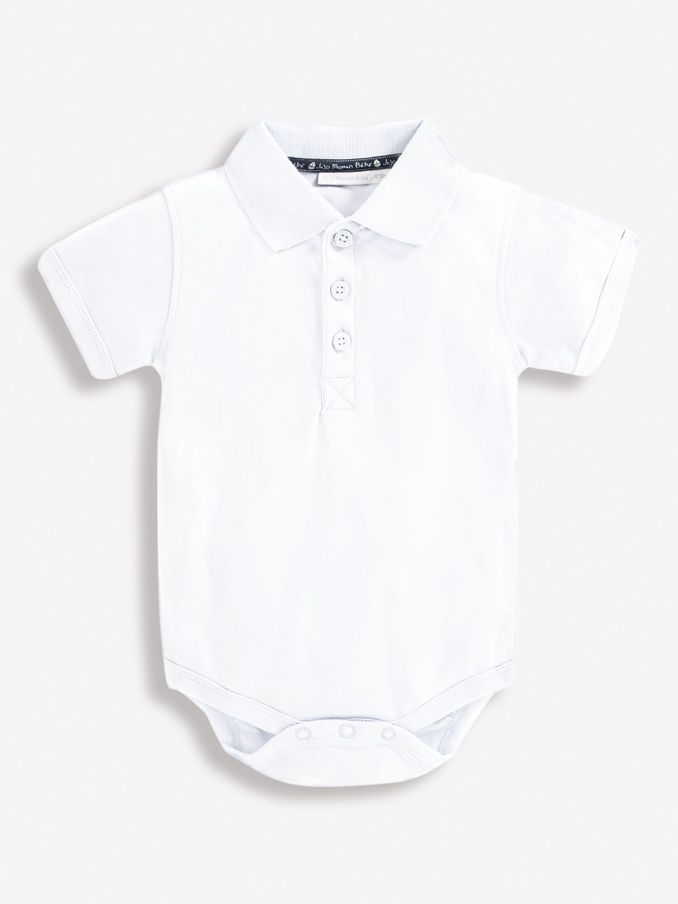 White Short Sleeve Polo Shirt Bodysuit (554729) | £7