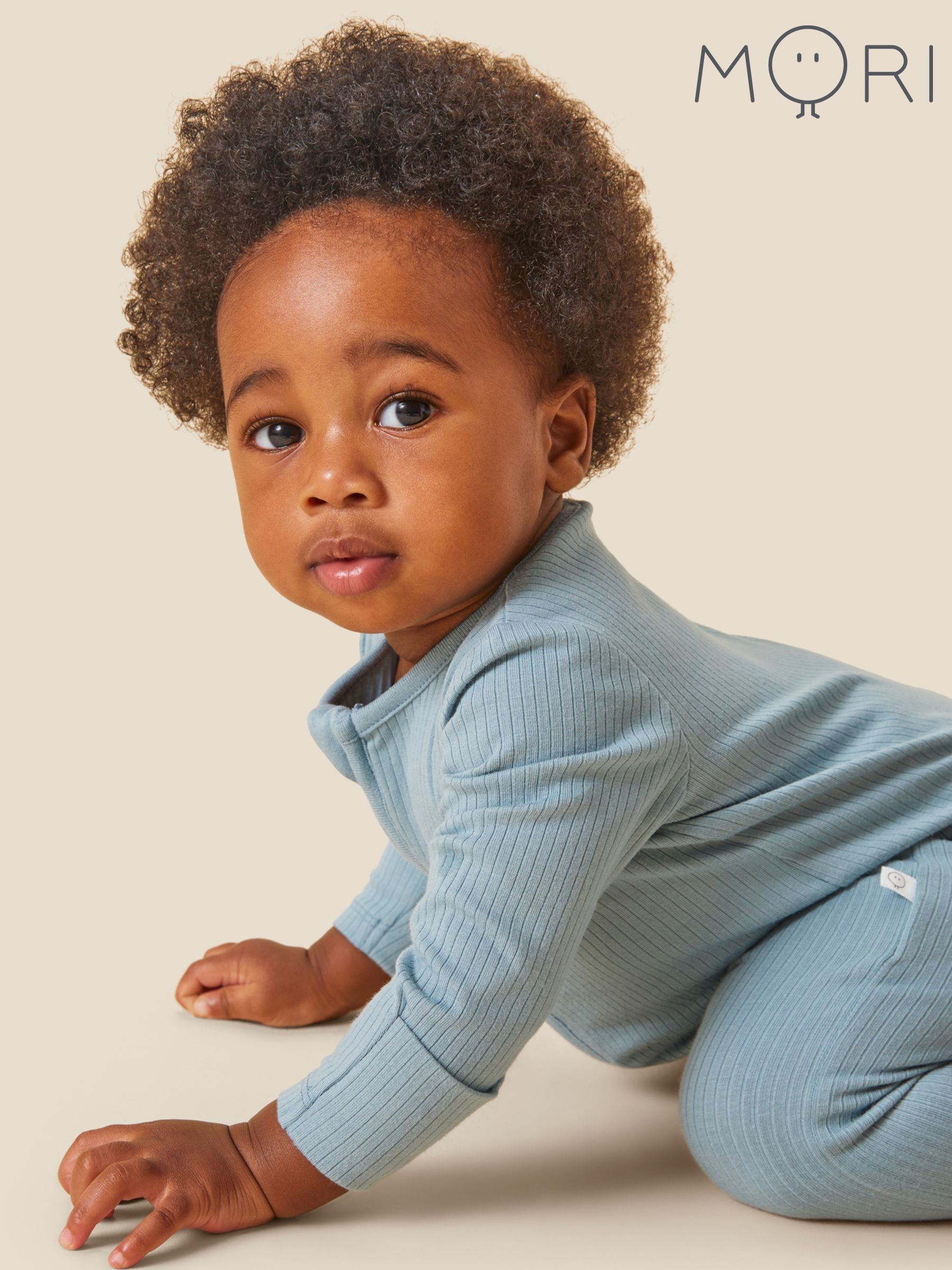 MORI Blue Stretch Supersoft 2 Way Zip Sleepsuit (556463) | £33