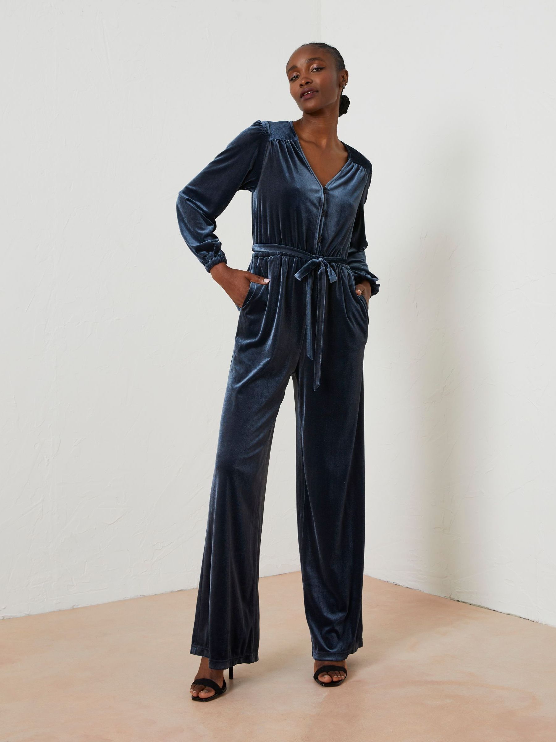 Blue Juniper Velvet Jumpsuit (559720) | £38