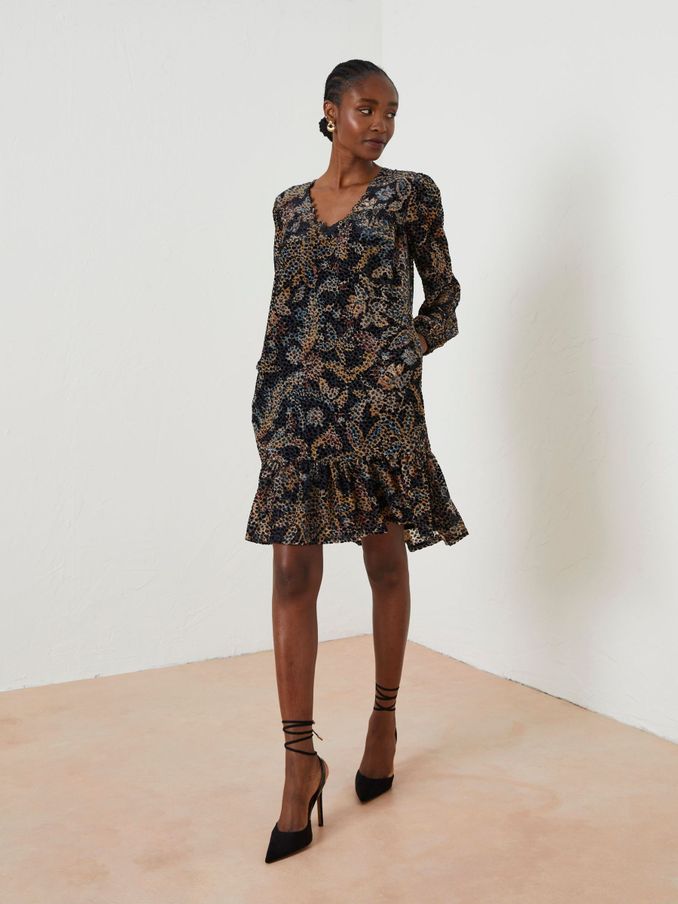 Black Poplar Floral Devore Swing Dress (566260) | £52