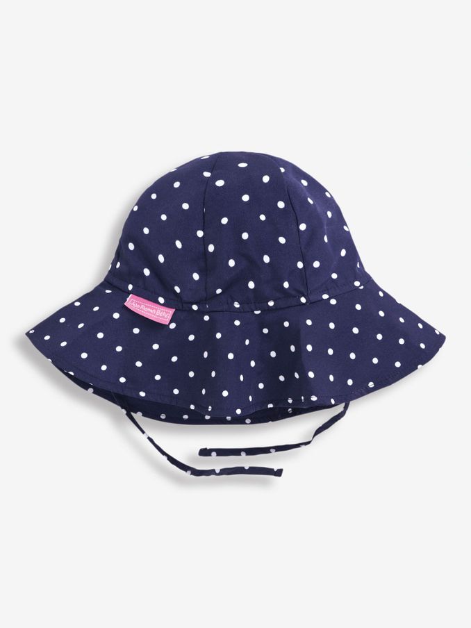 Navy White Dot Girls' Dot Floppy Sun Hat (573042) | £14