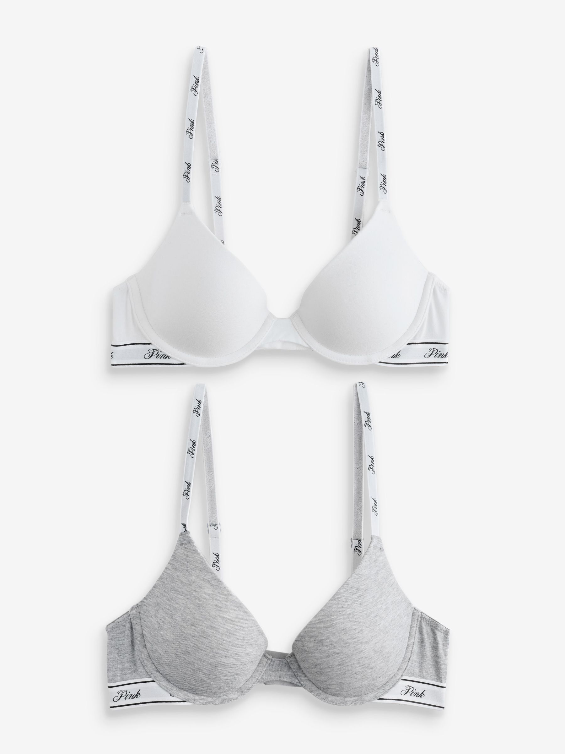 White/Grey - Lightly Lined 2 Pack Logo Bra