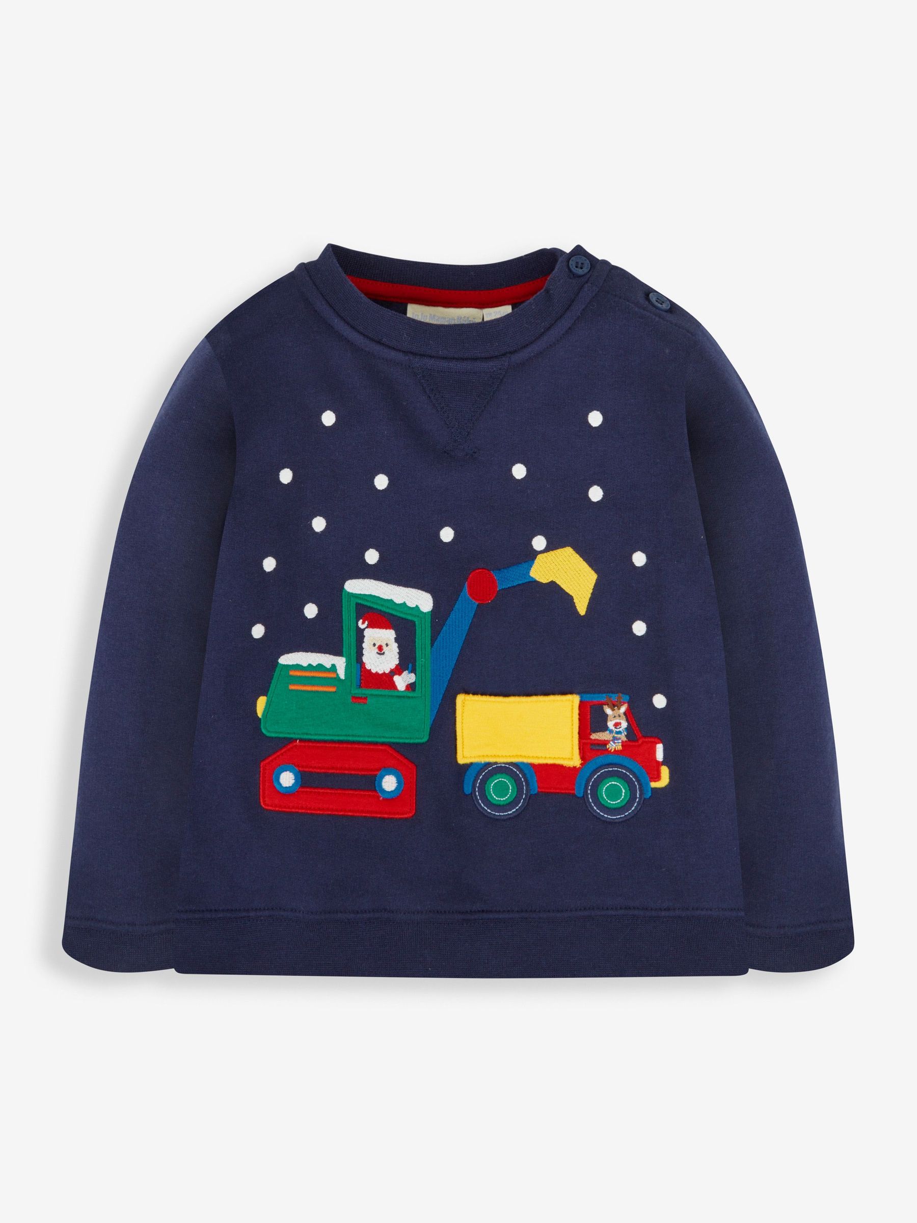 Navy Blue Santa in a Digger - Appliqué Sweatshirt