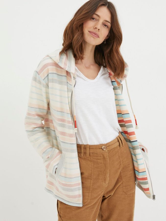 Daisy Natural Textured Zip Through Hoodie (585365) | £34