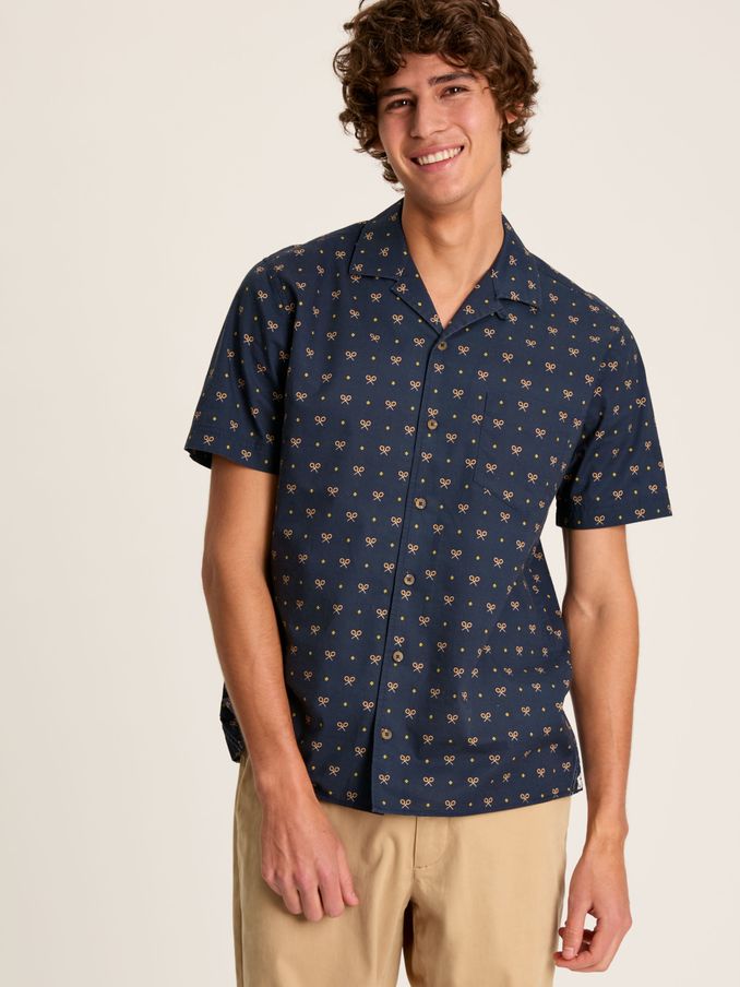 Revere Navy Blue Printed Short Sleeve Shirt (585651) | £22