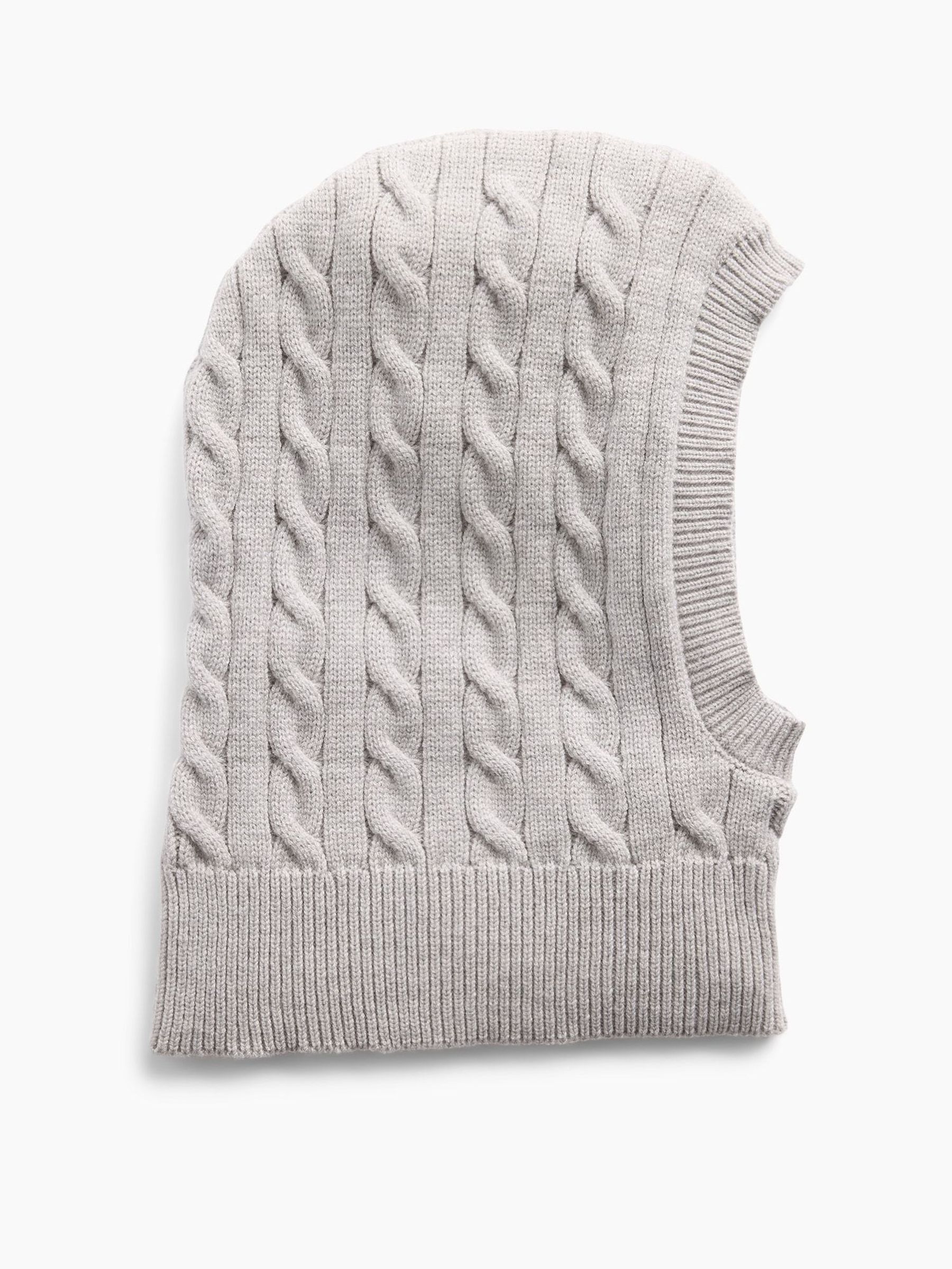 Grey - Cable Knit Hood
