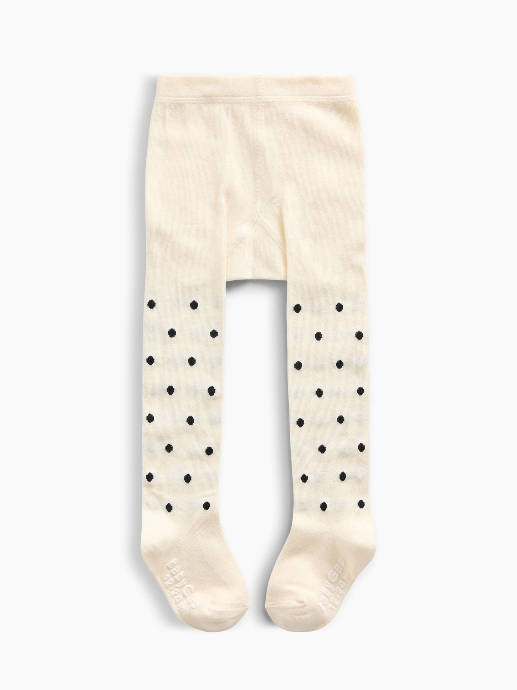 Cream Polka Dot - Pull On Ribbed Tights