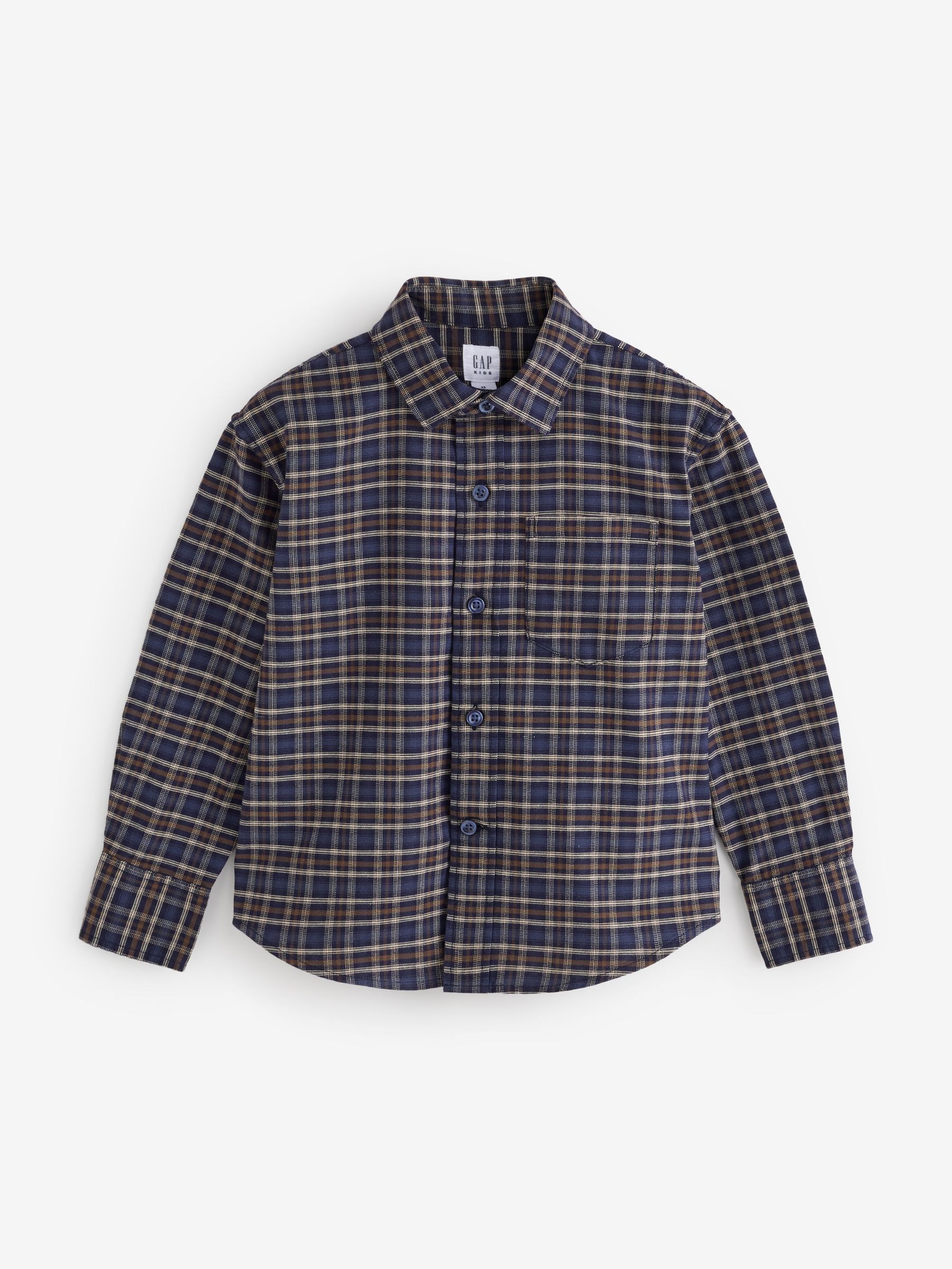Navy - Relaxed Plaid Oxford Shirt