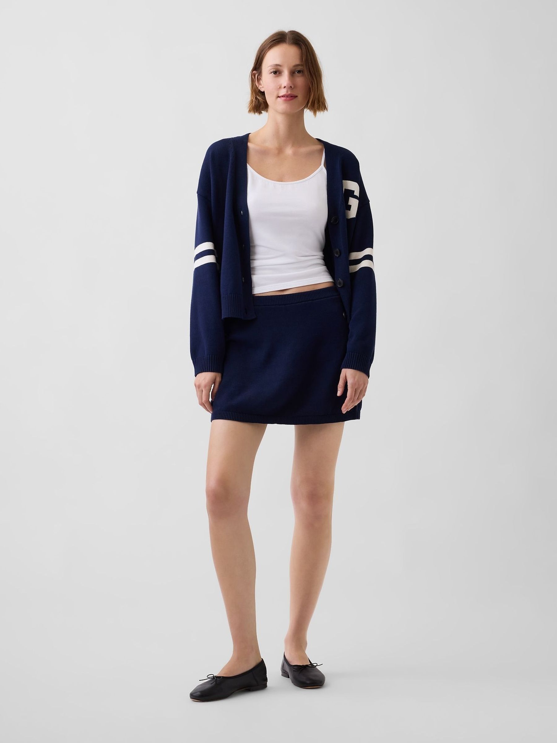 Navy - Mini Knitted Skort