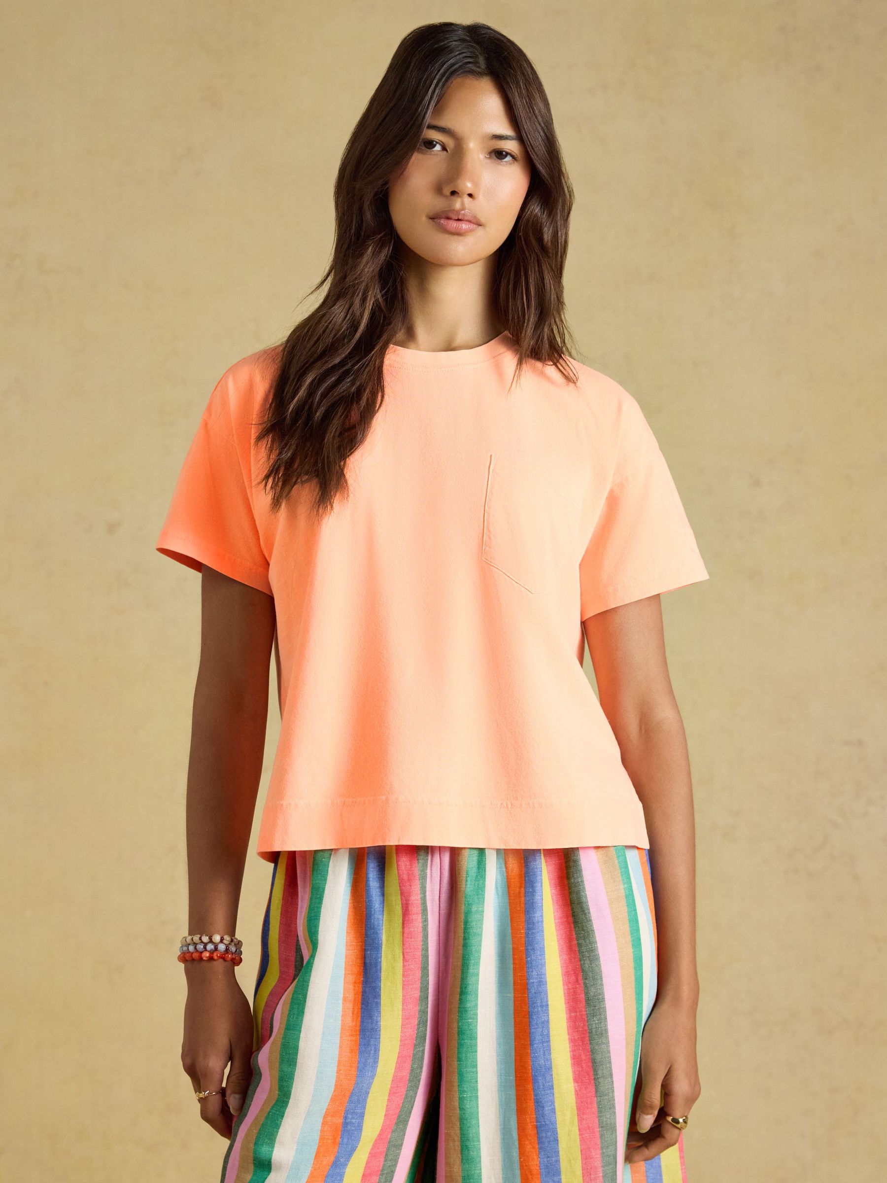 Orange - Relaxed Fit Neon Garment Washed Short Sleeve Jersey T-shirt