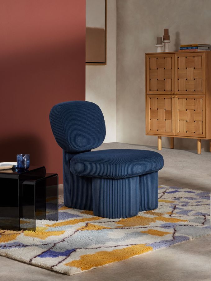 Thea Accent Chair in Corduroy in Steel Blue (590506) | £299