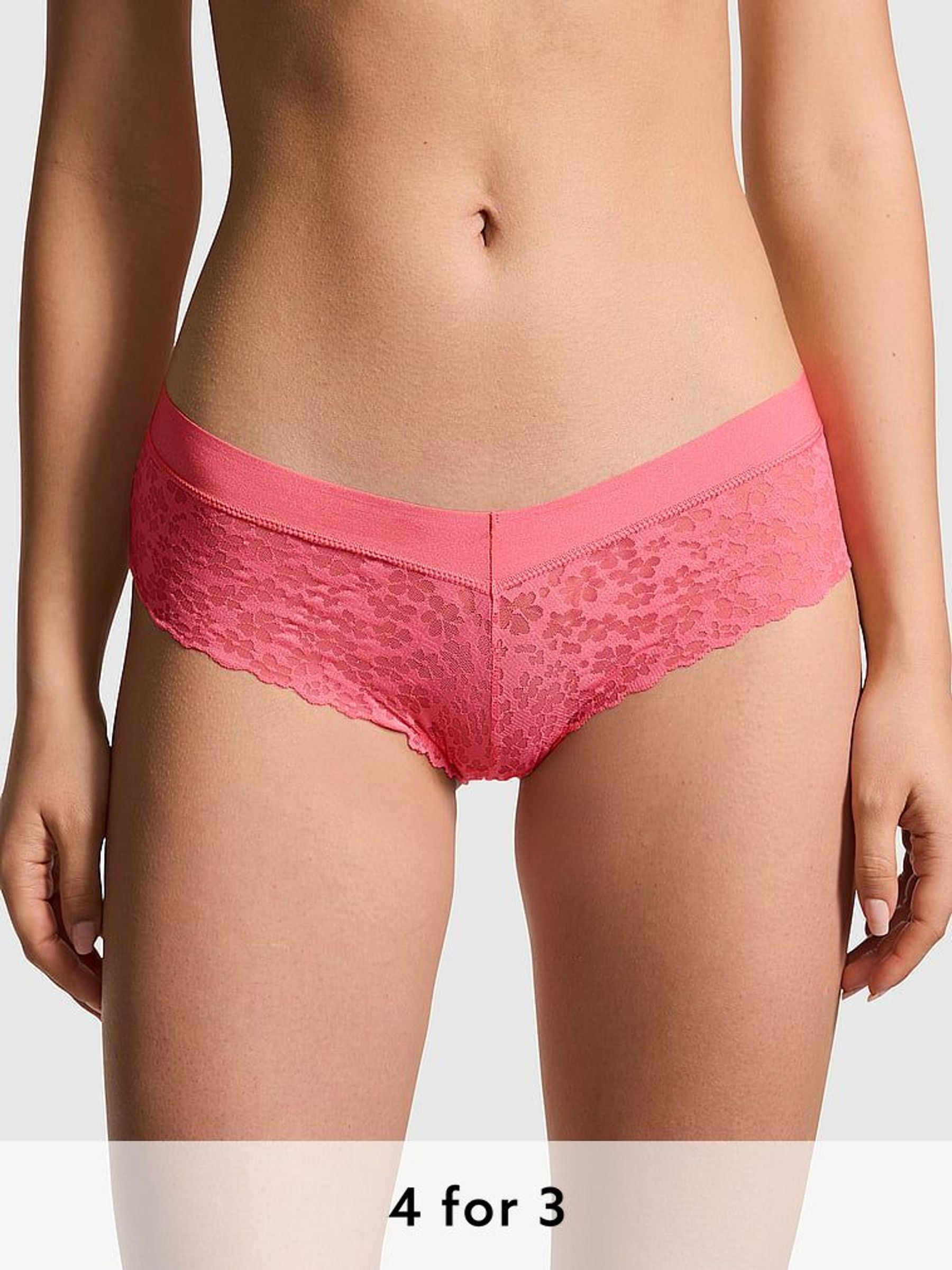 Coral Pink Hipster No Show Lace Knickers (595165) | £9