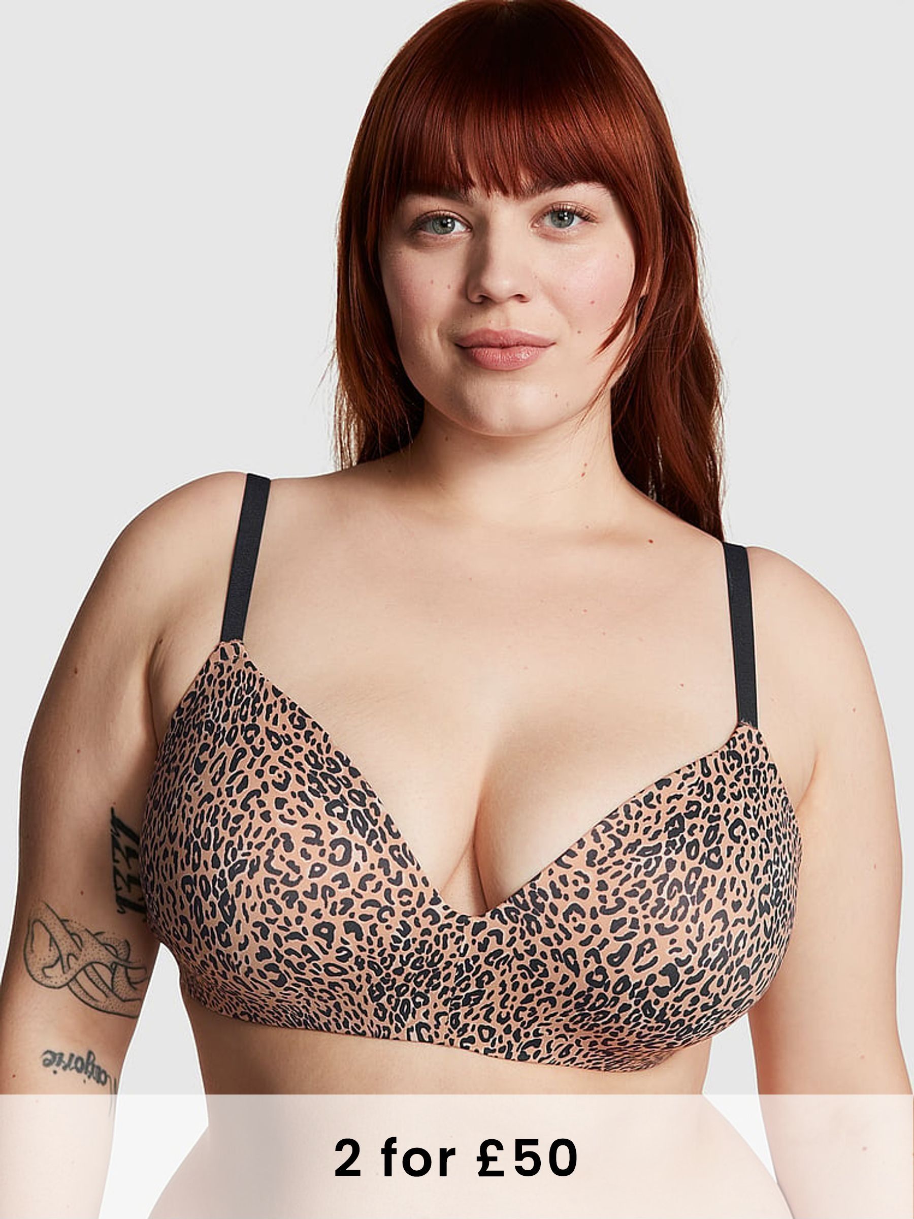 Brown Leopard Non Wired Push Up Bra (595620) | £29