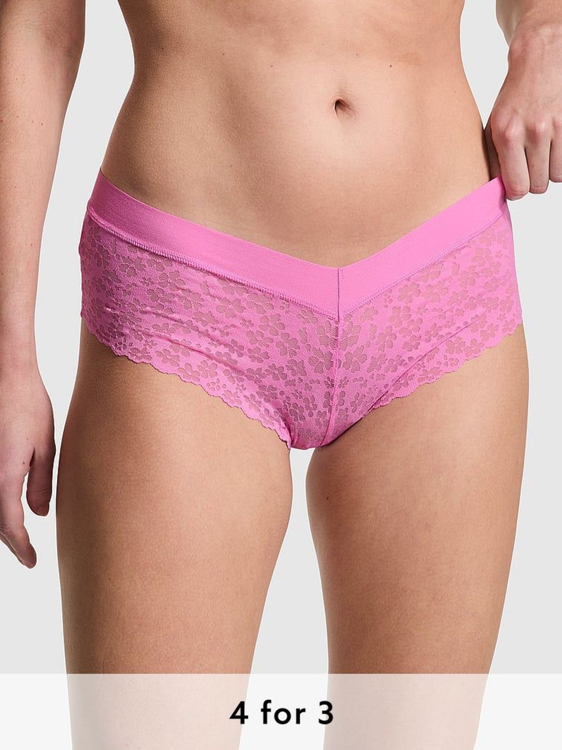 Fuchsia Pink Hipster No Show Lace Knickers (595641) | £9