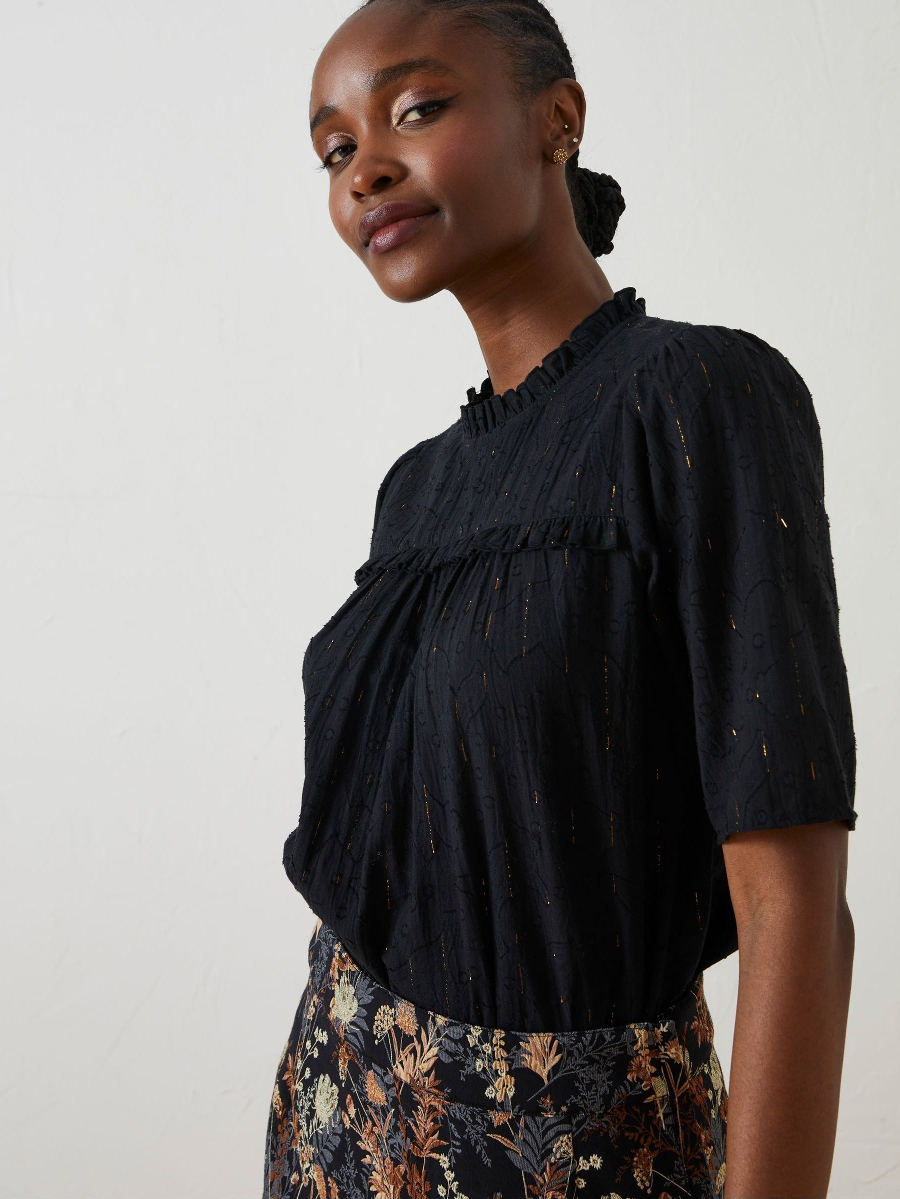 Black Maggie Metallic Blouse (600819) | £30