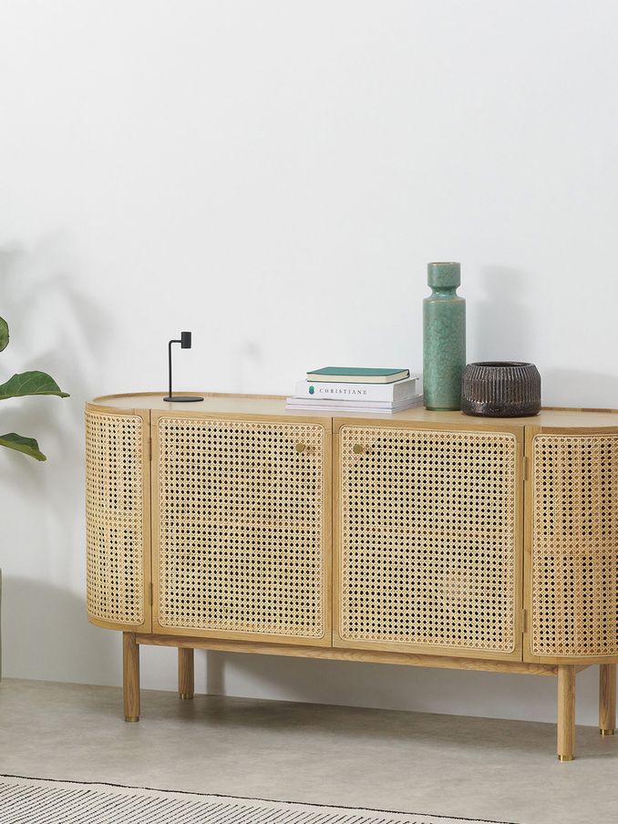 Ankhara Sideboard in Natural Oak and Rattan (603633) | £749