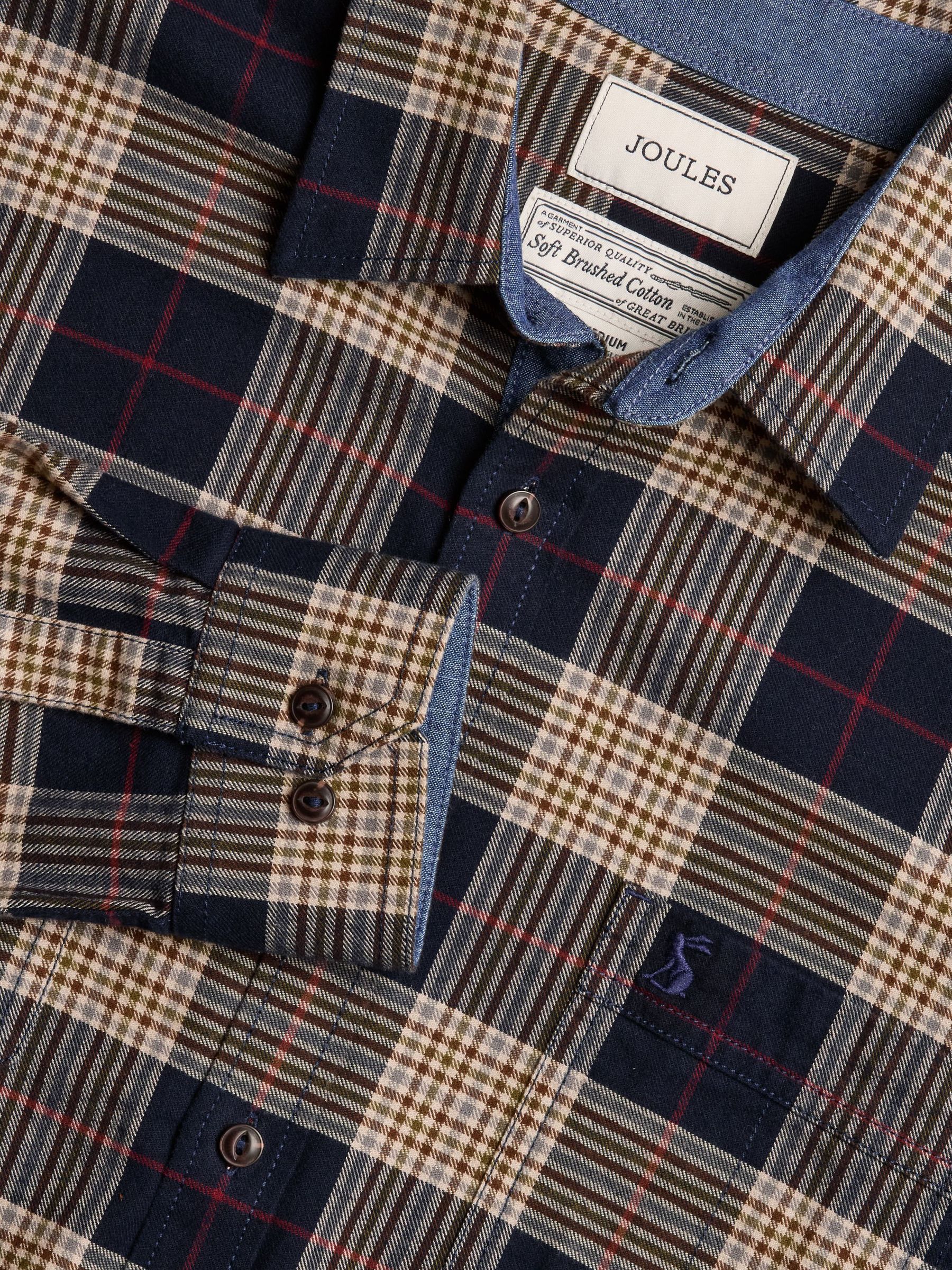 Brushed Flannel Navy Blue Check Classic Fit Shirt (612154) | £49.50