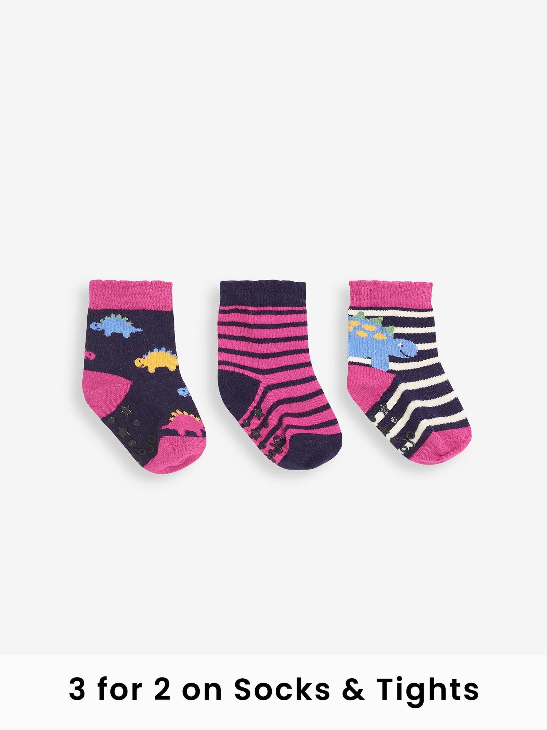 Navy Blue Dino Socks 3 Pack (613034) | £9.50