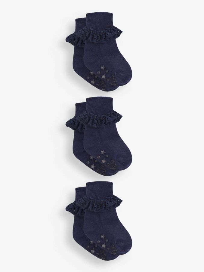 Navy Blue 3-Pack Frilly Socks (615195) | £9.50