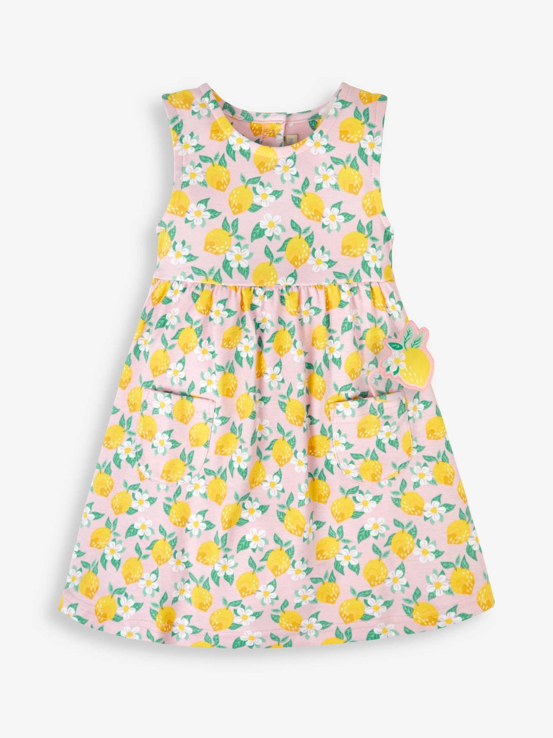 Pink - Lemon Floral With Pet In Pocket Summer Dress