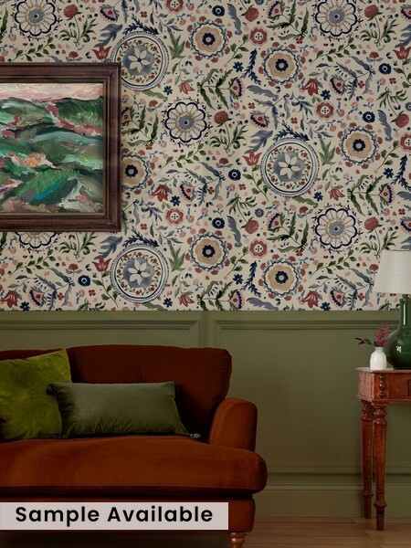 Festival Flowers Antique Wallpaper