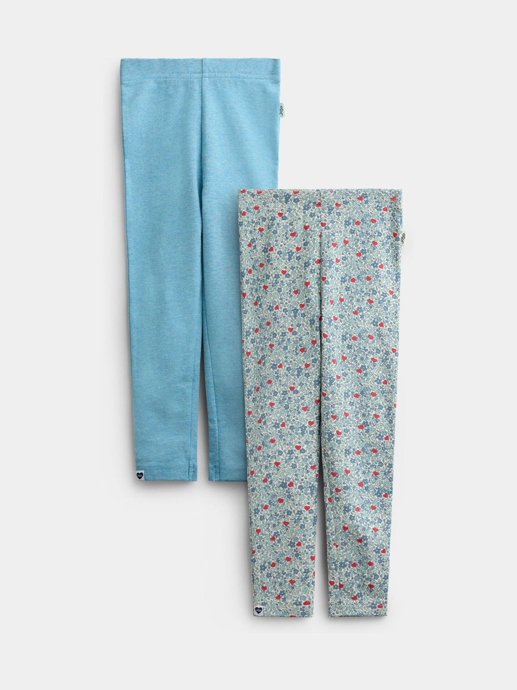 Light Blue Heart Floral - 2-pack Leggings