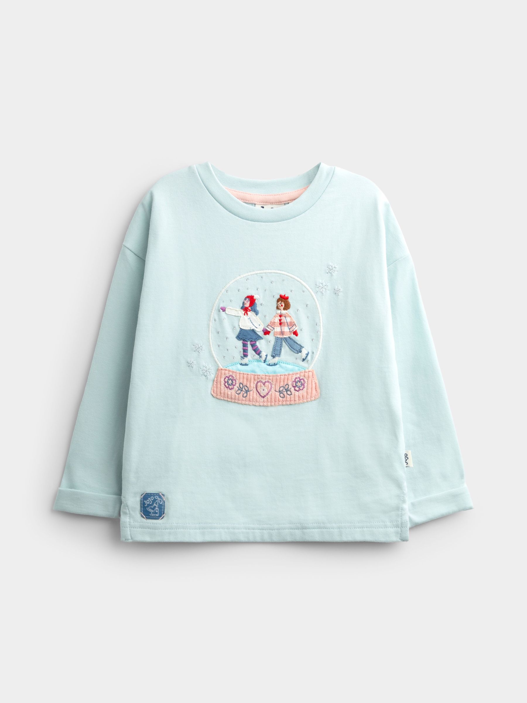 Light Blue Snow globe - Dropped Shoulder Appliqué Top