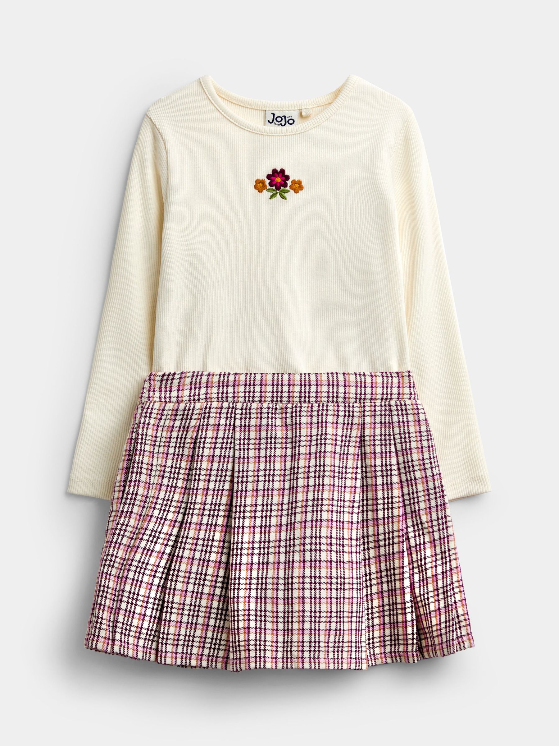 Cream Multi Tartan - Skort & Rib Top Set