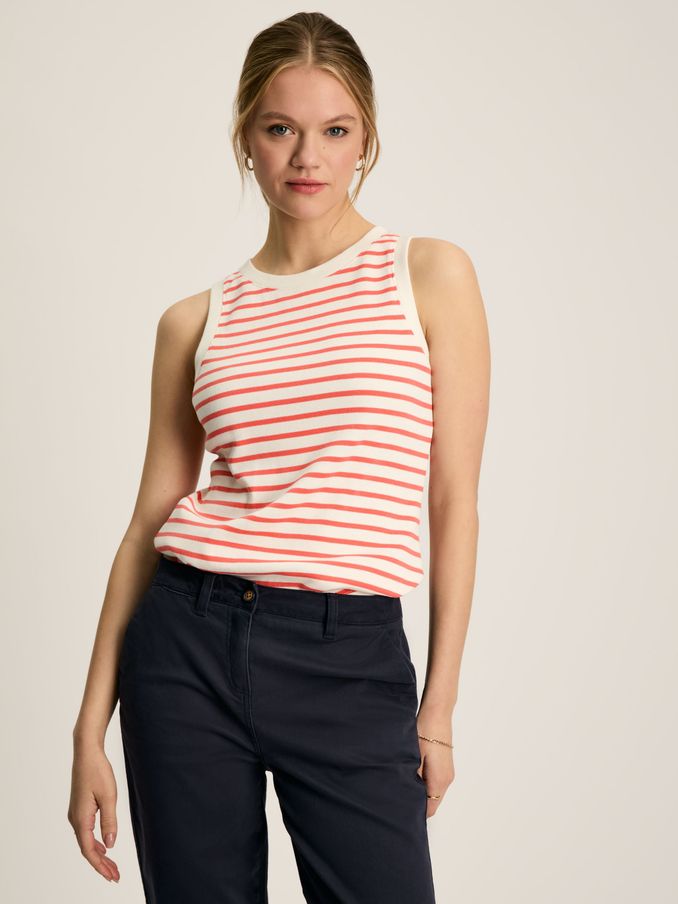 Harbour Cream & Coral Striped Jersey Vest (630064) | £12