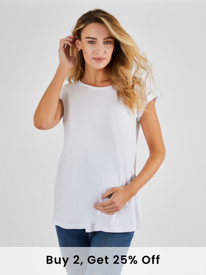 White Boyfriend Cotton Maternity T-Shirt (632561) | £18