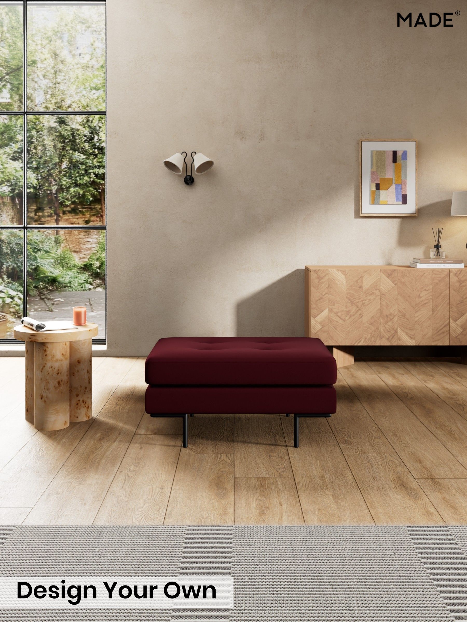 Matt Velvet Easy Clean/Deep Burgundy Red - Harlow By Made