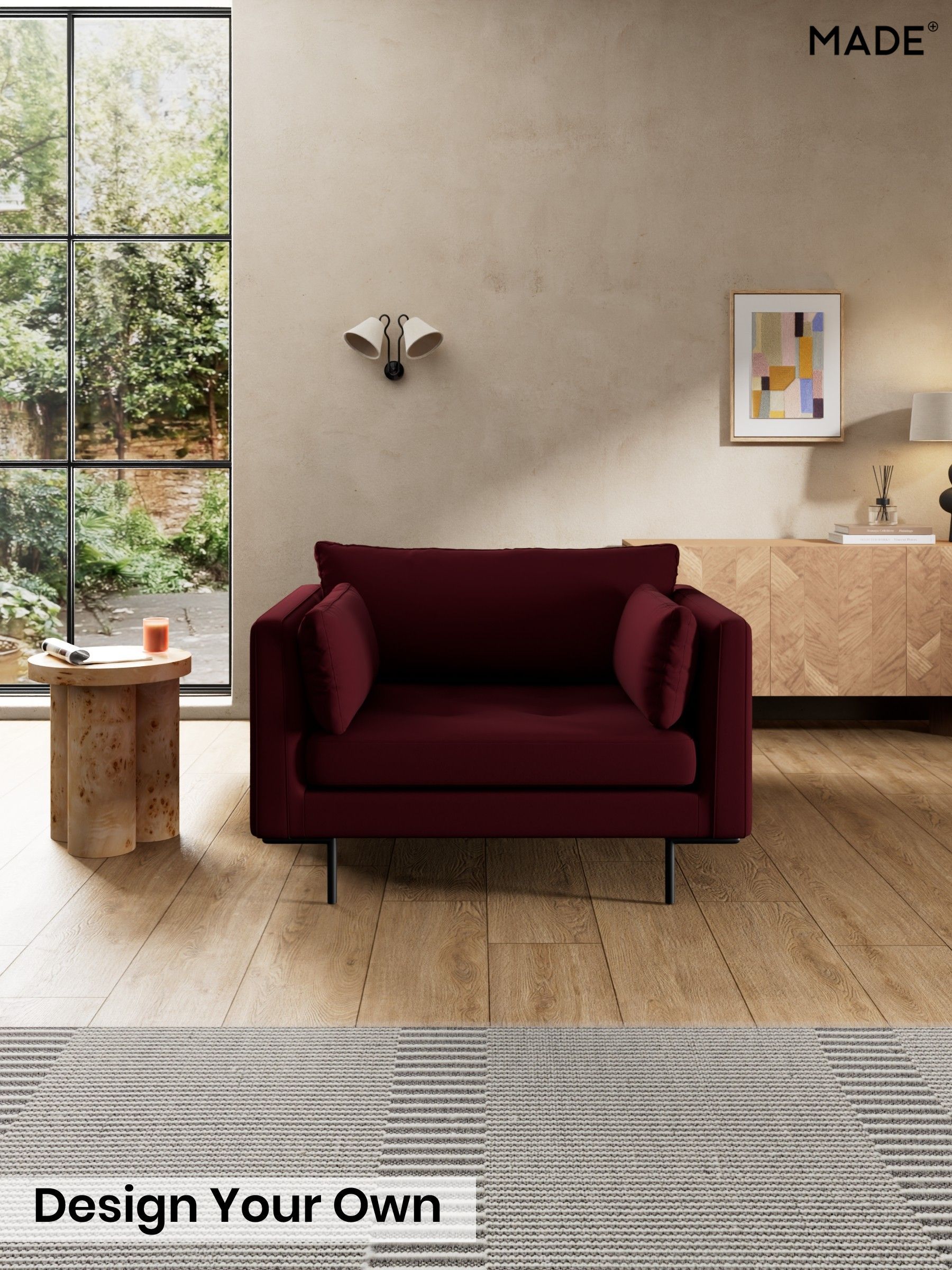 Matt Velvet Easy Clean/Deep Burgundy Red - Harlow By Made