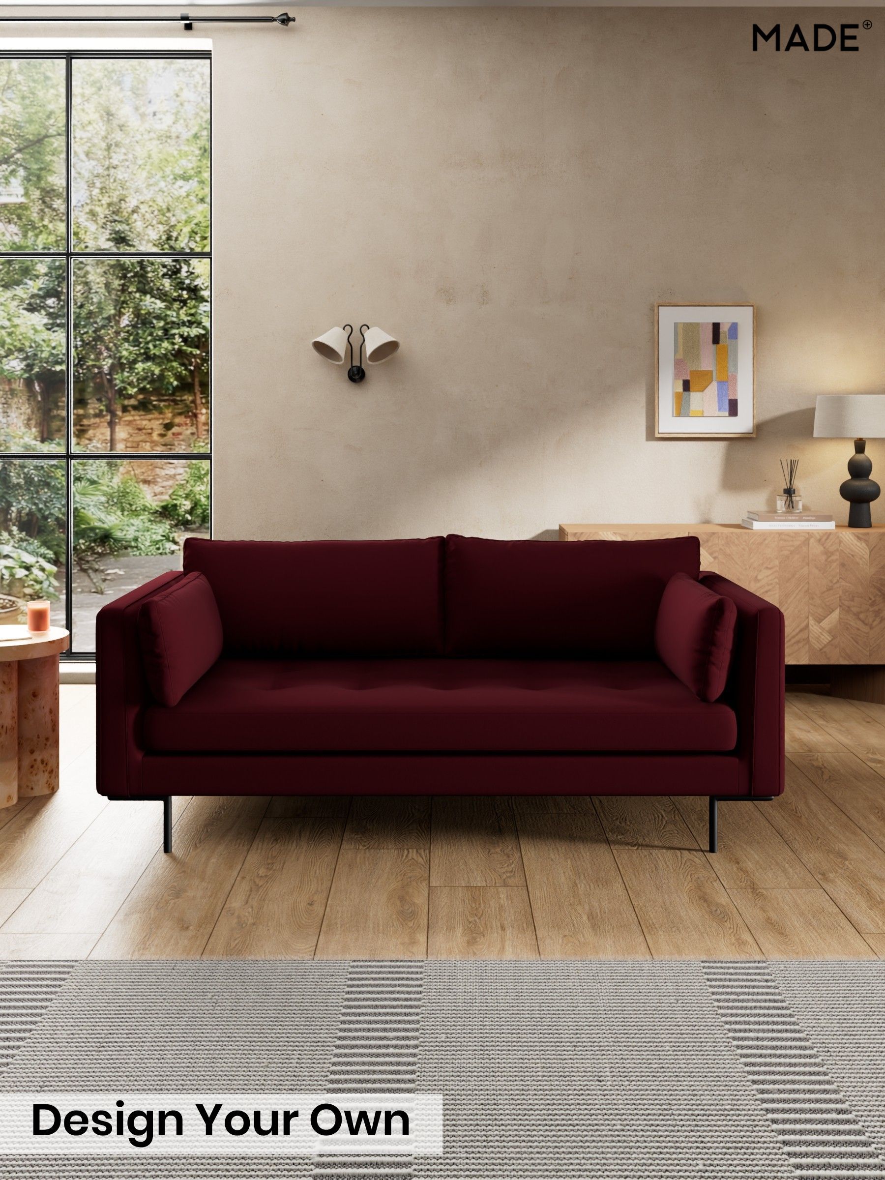Matt Velvet Easy Clean/Deep Burgundy Red - Harlow By Made