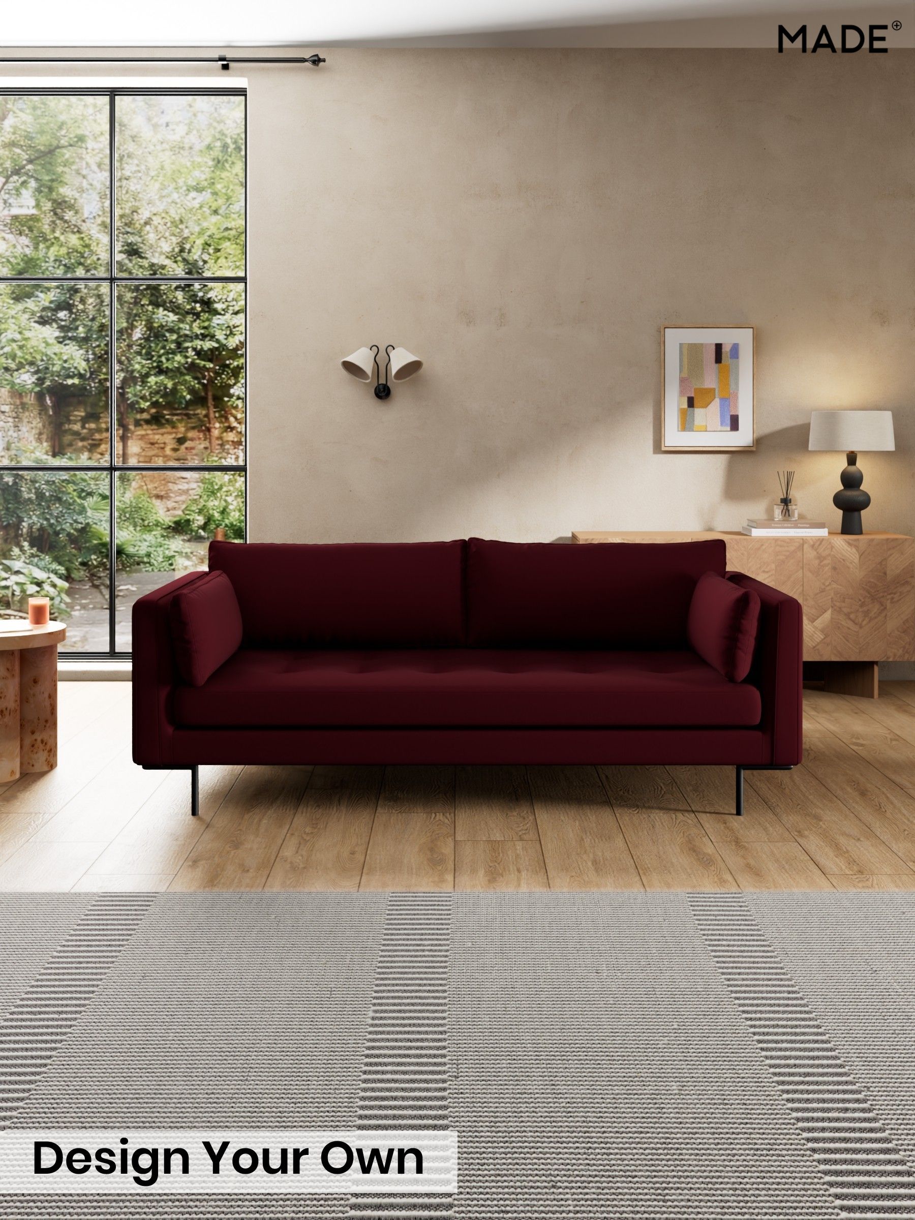 Matt Velvet Easy Clean/Deep Burgundy Red - Harlow By Made