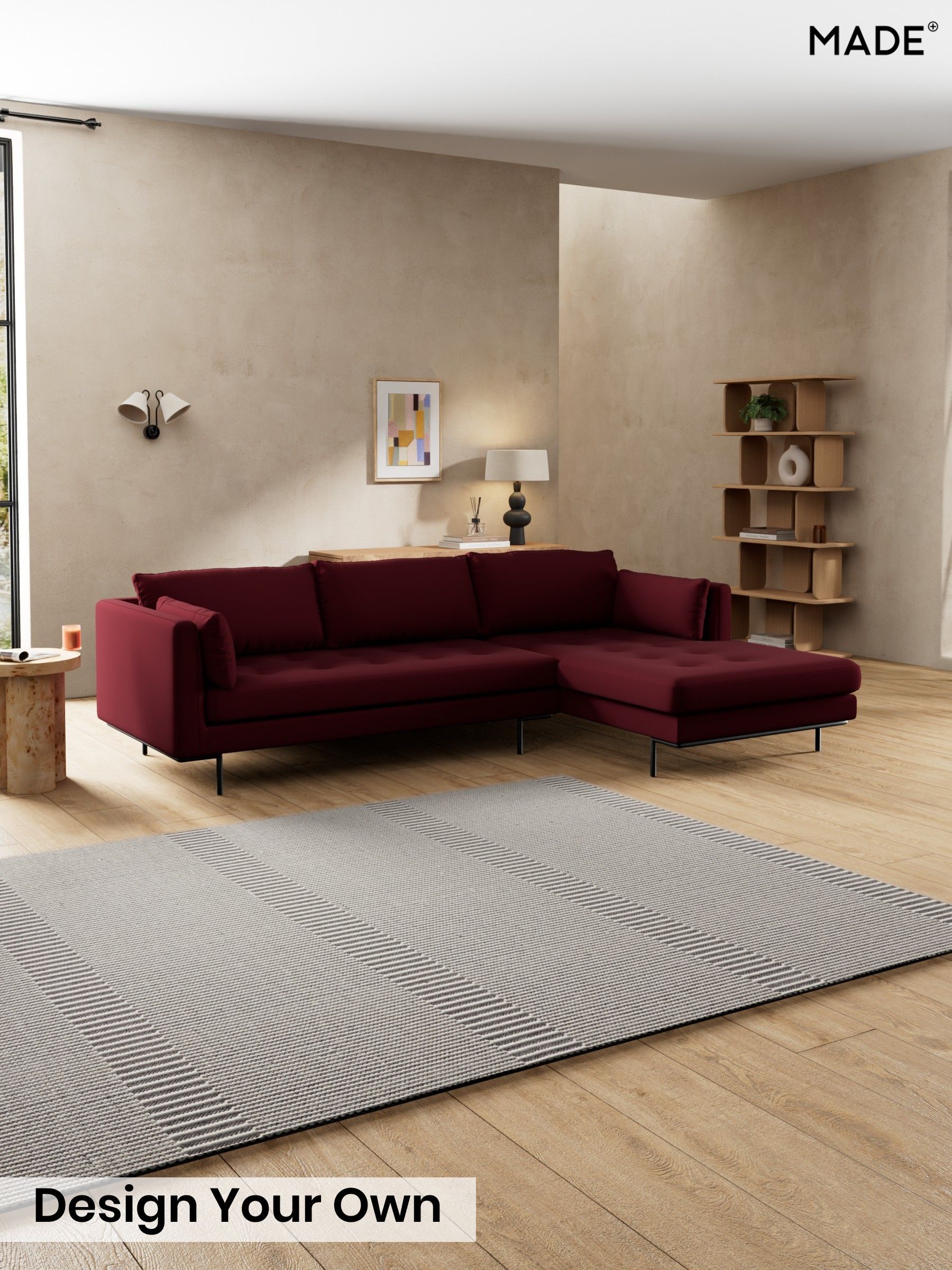 Matt Velvet Easy Clean/Deep Burgundy Red - Harlow By Made