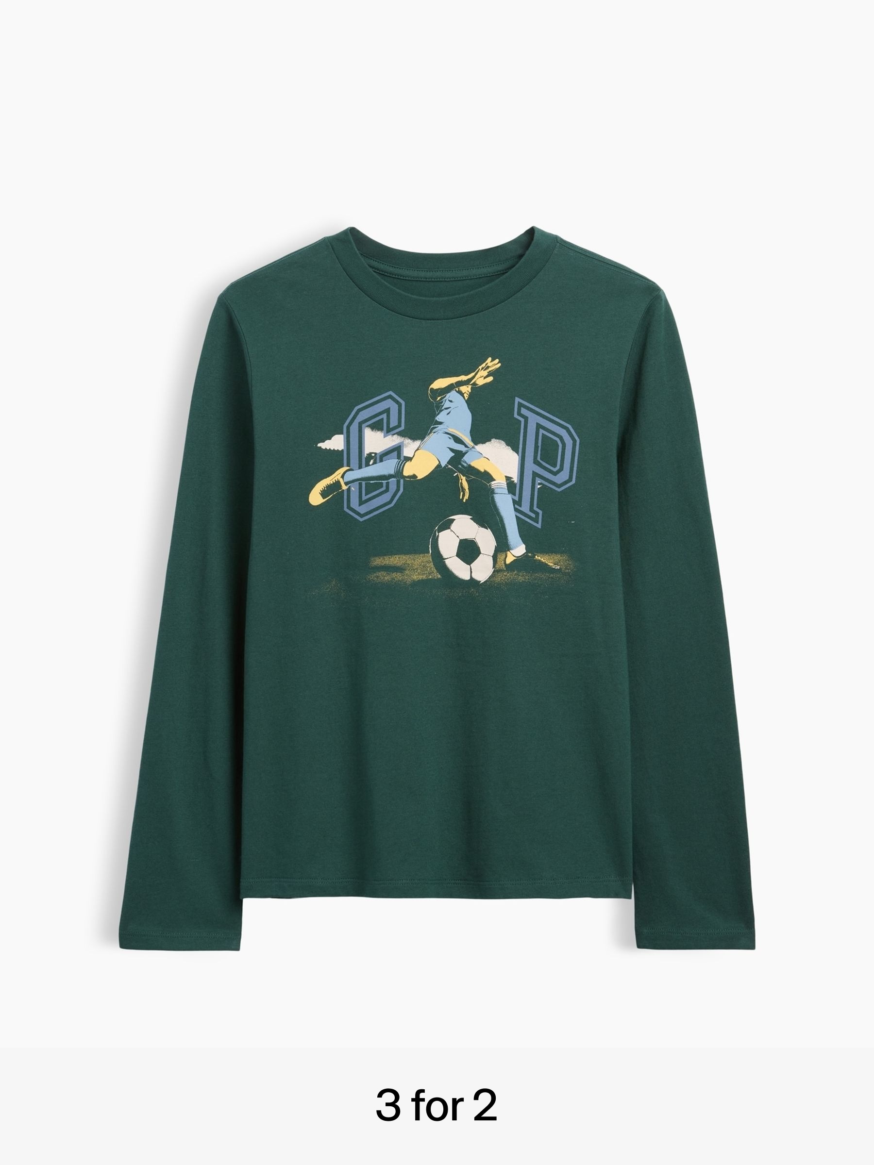 Dark Green Football - Logo Graphic Long-sleeve T-shirt
