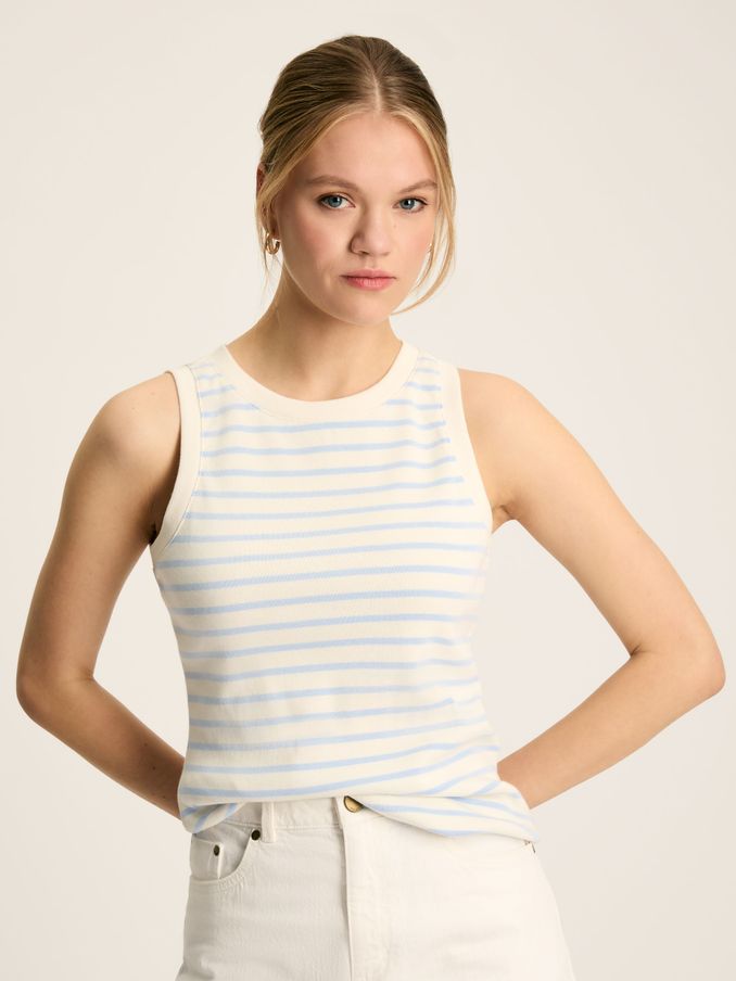 Harbour Cream & Blue Striped Jersey Vest (642006) | £14
