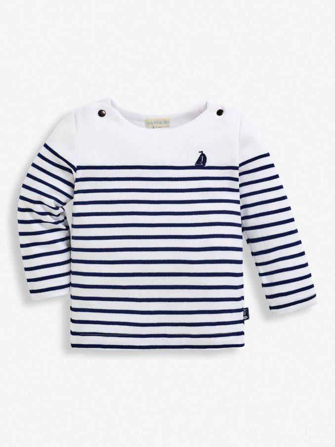 White Navy Stripe Long Sleeved Breton Top (644047) | £13
