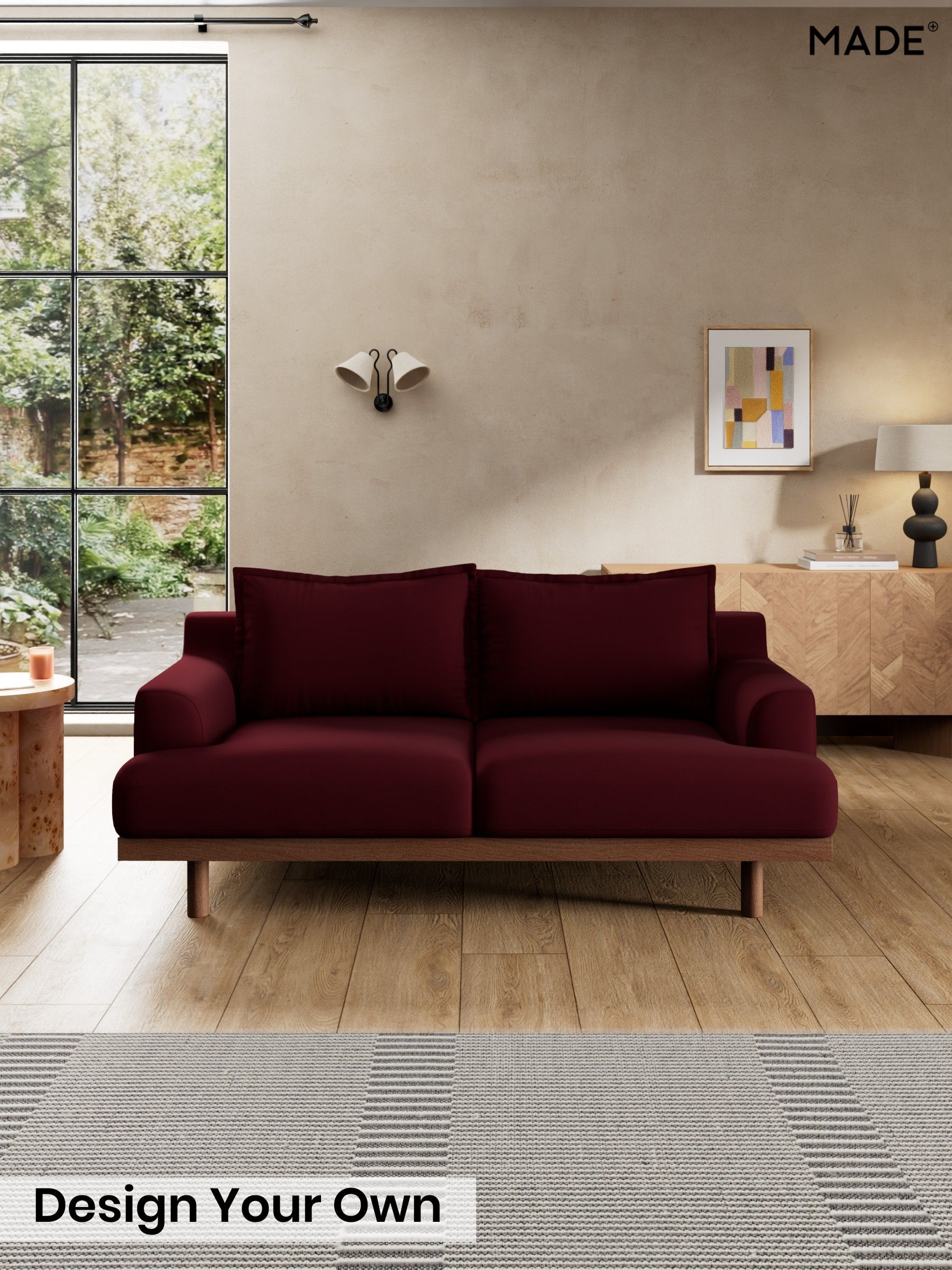 Matt Velvet Easy Clean/Deep Burgundy Red - Turin By Made